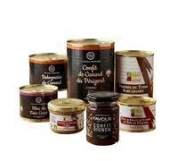 Cellier du Périgord - Panier Gourmand Autour du Canard - Coffret Cadeau Gastronomique 7 Produits, Confit de Canard 2 Cuisses, Foie Gras, Pommes Sarladaises, Terrine aux Noix - Épicerie Fine Sarlat