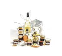 Cellier du Périgord - Panier Gourmand Coffret Colis Apéritif Festif 2025 avec vin blanc effervescent 75 cl, bloc de foie gras 80 g, tartinades, terrines, sablés, corbeille métal