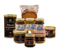 Cellier du Périgord - Panier Gourmand Foie Gras de Canard - Coffret Cadeau Gastronomique 6 Produits du Terroir Périgourdin, Foie Gras Entier, Bloc, Pâté, Condiments - Épicerie Fine Artisanale Sarlat