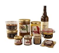 Cellier du Périgord - Panier Gourmand Repas de Fête - Coffret Cadeau 10 Produits du Terroir, Foie Gras Entier, Morilles, Magret Séché Piment Espelette, Civet Oie, Rillettes - Épicerie Fine Sarlat