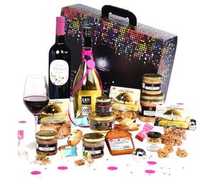 Cellier du Périgord - Panier Tradition Colis gourmand 2025 : coffret avec foie gras, terrines, blanquette de canard, douceurs & vins blanc Uby et rouge Exea BIO
