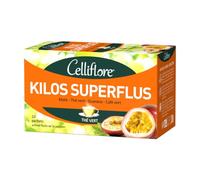CELLIFLORE Thé Vert Kilos Superflus, Maté, Guarana, Café Vert - 20 Sachets | Goût Fruit de la Passion, Draînage, Oxydation des Graisses, Stimule de Métabolisme, Anti-Fatigue, Contrôle Poids