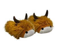 Cello Baffies' Krazy Kicks Hamish The Highland Cow - L - Pantoufles douces et confortables pour homme et femme - Pantoufles d'intérieur pelucheuses antidérapantes pour la maison, la vache des