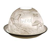 Cello Bougeoir en porcelaine avec inscription « Special Friend Woodland » avec message d'amour - Utilisation de bougies chauffe-plat ou LED - Cadeau d'amitié sentimental pour femme