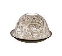 Cello Photophore en porcelaine en forme de chat Blanc 12 x 12 x 8 cm Cadeau pour les amoureux des chats