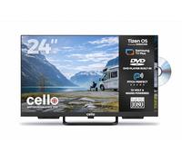 Cello CTRAV-24TZF Smart TV LED 24" 12V avec Lecteur DVD pour Camping-Car et Camping, Tizen OS de Samsung, Gaming Hub, Haut-parleurs Pitch Perfect, Bluetooth, Triple Tuner