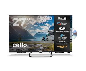 Cello CTRAV-27TZF TV/DVD LED Smart 12V Traveller 27 Pouces avec Tizen OS de Samsung, Haut-parleurs Pitch Perfect, Bluetooth, téléviseur idéal pour Camping-Cars, Triple Tuner