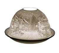 Cello Dôme pour photophore en porcelaine - Design chanteurs de Noël avec image 3D en relief et message Bougie chauffe-plat parfumée et non parfumée, chauffe-cire LED, décoration pour arbre de Noël