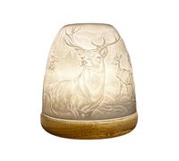 Cello Grand photophore en porcelaine - Motif cerf des Highlands avec image de projection 3D pour bougie LED parfumée non parfumée - Cadeau idéal pour la maison, la chambre à coucher, maman, papa