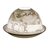 Cello Photophore dôme en Porcelaine Lithophane - Motif Bonhomme de Neige - pour Bougies Chauffe-Plat parfumées ou Non, Compatible LED - Belle lumière d’Ambiance et Image illuminée