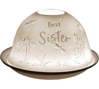 Cello Photophore en porcelaine - Design Best Sister avec projection 3D et message - Bougie LED parfumée - Cadeau idéal pour chambre à coucher, maison, cadeau d'anniversaire de la part d'un frère