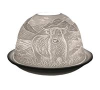 Cello Photophore en porcelaine avec motif vache des Highlands, un bougeoir projetant une image d'amour en 3D. Décoration de vache des Highlands - À utiliser avec des bougies chauffe-plat ou des