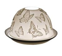 Cello Photophore en porcelaine en forme de dôme - Motif papillons avec projection 3D image et message - Bougie LED non parfumée - Cadeau pour femme - Décoration pour chambre à coucher, maison, cadeau