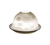 Cello Photophore en Porcelaine en Forme de dôme - Superbe photophore projetant Une Image 3D ou Un Message d'amour ce Qui Le Rend adapté pour être utilisé avec des Bougies Chauffe-Plat.