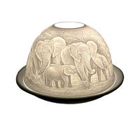 Cello - Photophore en porcelaine - Motif famille d'éléphants - Bougie LED parfumée non parfumée pour la maison, la chambre à coucher, un anniversaire, une maman, un