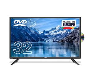 Cello TV 32 Pouces LED HD Ready avec Lecteur DVD Intégré - Triple Tuner DVB-T2/S2/C, USB Enregistrement, 3X HDMI, Non Smart, Design Compact