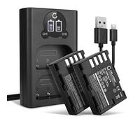 CELLONIC 2X Batterie pour Appareil Photo Compatible avec Panasonic Lumix DC-GH5, Lumix DMC-GH4, Lumix DMC-GH3, DMW-BLF19 - (2000mAh, 7.4V) + Chargeur Double