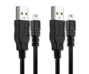 CELLONIC 2x Câble USB 8 Pin Camera Mini USB B 2.0 1A transfert données pour appareil compatible avec Panasonic Lumix DMC-TZ5,DMC-TZ3 cable charge et data 1.5m PVC noir, cordon caméra