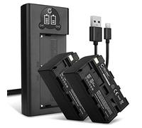 CELLONIC, Batterie pour Caméra, Compatible avec Sony NP-F970, NP-F750, NP-F330, NP-F550, NP-F960 (7.4V, 4400mAh) 2 Pièces + Double Chargeur