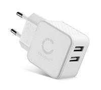 CELLONIC Chargeur USB EU-Plug 2 Ports 5V 3.4A 17W Blanc Bloc Alimentation USB 100V - 240V, pour Un Chargement sur Prise Secteur