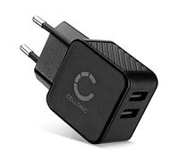 CELLONIC Chargeur USB EU-Plug 2 Ports 5V 3.4A 17W Noir Bloc Alimentation USB 100V - 240V, pour Un Chargement sur Prise Secteur