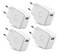 CELLONIC Chargeur USB EU-Plug (4pack) 1 Port 5W pour Un Chargement sur Prise Secteur Smartphone/téléphone Portable, Tablette, Enceinte, iPhone, Apple, Samsung