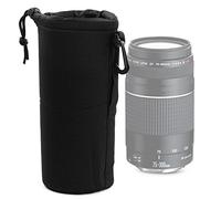 CELLONIC - Housse de Protection Néoprène Noir pour Objectif Photo 20cm x 10cm (XL) - Pochette avec Fermeture par Cordon et accroche de Type Mousqueton