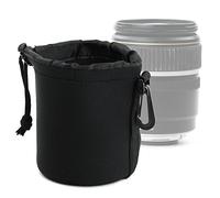 CELLONIC - Housse de Protection Néoprène Noir pour Objectif Photo 8cm x 8cm (S) - Pochette avec Fermeture par Cordon et accroche de Type Mousqueton