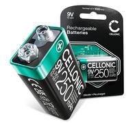 CELLONIC Pile Rechargeable 9V - Pile NiMH 9V / E Block / 6F22 / 6LR61 / AM-61 Longue durée (1 pièce, 250mAh) Compatible avec Microphone, Détecteur de fumée, Jouet, Talkie-walkie