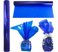 Cellophane Bleu, Rouleau De Papier Emballage Transparent 30m X 40cm, 2.3 Mil Épaisseur Papier Cadeau Transparent Pour Fleurs, Cadeaux, Friandises, Papier Cristal Pour Noël, Anniversaire, Fête