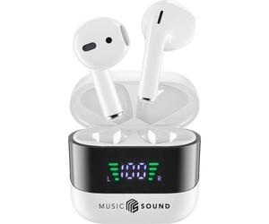 Cellular Line BTMSTWSSPARKW Oreillette Bluetooth, sans fil blanc, noir boîtier de charge, affichage de la charge de la batterie, volume réglable