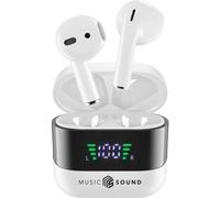 Cellular Line Oreillette Bluetooth, sans fil blanc, noir boîtier de charge, affichage de la charge de la batterie, volume réglable