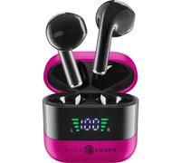 Cellular Line Oreillette Bluetooth, sans fil rose, noir boîtier de charge, affichage de la charge de la batterie, volume réglable