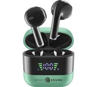 Cellular Line Oreillette Bluetooth, sans fil vert, noir boîtier de charge, affichage de la charge de la batterie, volume réglable