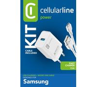 Cellularline Adaptive Fast Charger Kit 15W - Micro USB - Samsung Chargeur rapide avec câble Micro USB pour dispositifs à charge adaptative