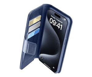 cellularline - Agenda Livre - iPhone 15 Pro - Élégance et fonctionnalité en Une Seule Solution - Technologie antibactérienne Microban intégrée - Bleu