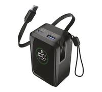 Cellularline Batterie Externe Roller 10 000 mAh avec Sortie Jusqu’à 45 W, câble USB-C rétractable de 70 cm, écran LCD, Charge simultanée de 3 appareils