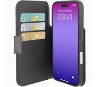 Cellularline - Book Agenda - Étui Livre en éco-Cuir - Compatible avec iPhone 17 Pro Max - Élégance et fonctionnalité en Une Seule Solution - Technologie antibactérienne Microban intégrée - Noir