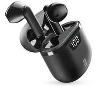 Cellularline Écouteurs sans fil SEEK PRO – Étui de charge rapide 45 min, LED % 15 h – Noir