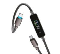 Cellularline câble USB-C vers USB-C Powerview IQ avec un écran TFT, une puissance Power Delivery jusqu'à 240 W, un revêtement tressé et une longueur de 120 cm, noir