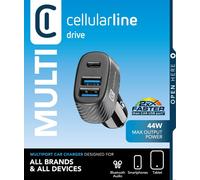 Cellularline Car Multipower Trio - iPhone, Samsung, Xiaomi, Oppo and other Smartphones and Tablets Chargeur auto rapide à 3ports