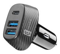 Cellularline - Chargeur de Voiture pour Allume-Cigare 12/24 V - Charge Rapide 44 W - 2 Ports USB - 1 Port USB C