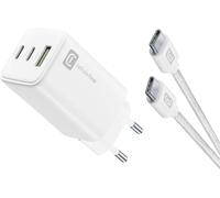 Cellularline Chargeur de voyage 65W GaN Multipower 2x USB-C 1x USB-A câble inclus