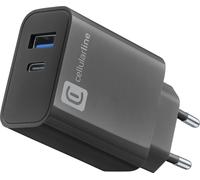 Cellularline Chargeur de voyage Multipower 32W 1x USB Type-C et 1x USB Type-A ACHUSB2PD32WK