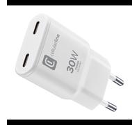 Cellularline Chargeur GaN SLIM 30W 2xUSB-C PD avec technologie nitrure de gallium et protection intégrée