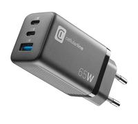 Cellularline | Chargeur Secteur Multipower Micro | Super Fast Charger 65 W avec 3 Ports USB-C avec Technologie Gan - Compatible avec Smartphone, iPhone, Tablette, iPad, Ordinateur Portable et MacBook