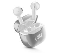 Cellularline Core Pro Écouteurs Bluetooth avec ENC et 4 Micros, Technologie Multipoint, Écran LED, Autopairing, 30 Heures d'Autonomie, Blanc