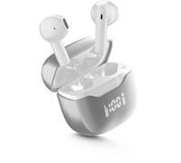 Cellularline Core Pro Écouteurs Bluetooth avec ENC et 4 Micros, Technologie Multipoint, Écran LED, Autopairing, 30 Heures d'Autonomie, Blanc