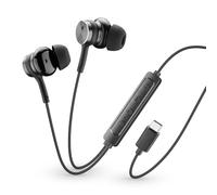 cellularline écouteurs Intra-Auriculaires filaires Viper avec Un connecteur USB-C, Une réduction Active du Bruit, Un Microphone et Une Finition en métal, Noirs
