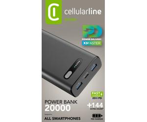 Cellularline Fast PD 20000 Chargeur Portable Rapide PD 20000mAh